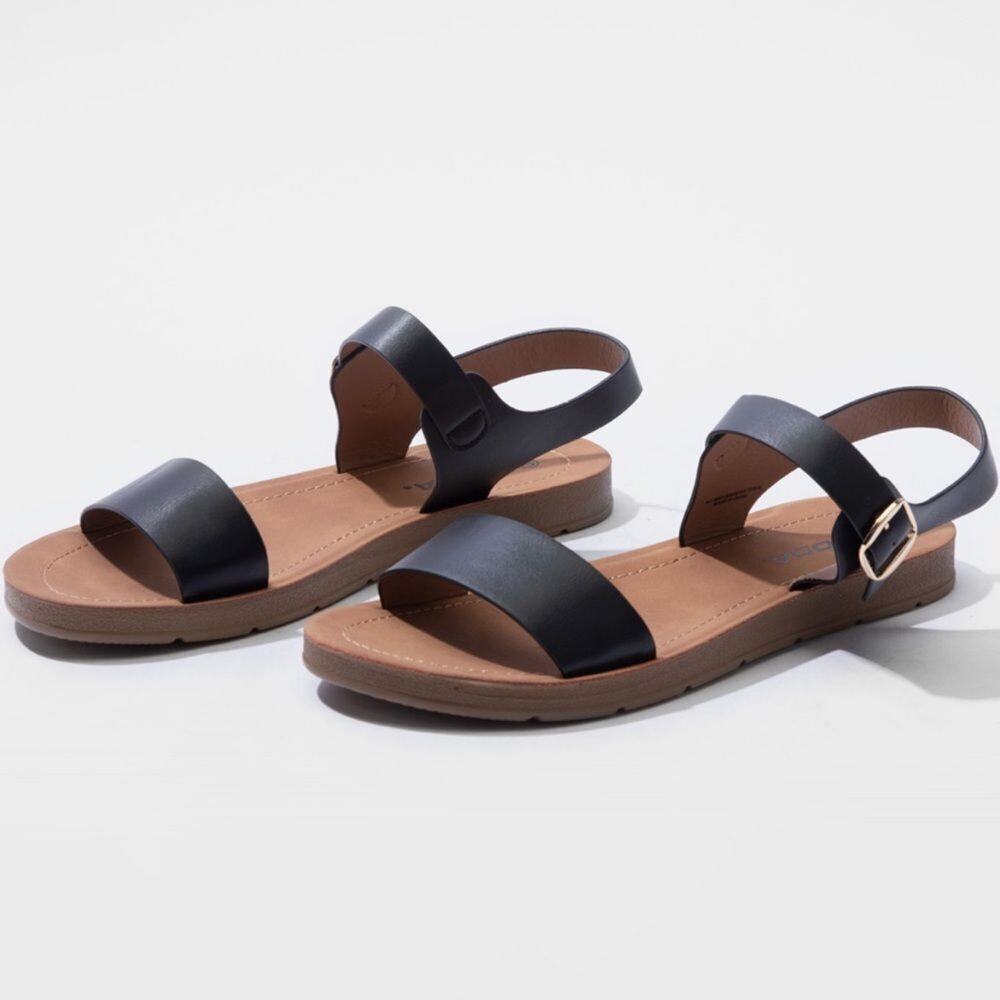 SODA Comfort Ankle Black Summer Spring Casual Strap Women's Sandals 7.5